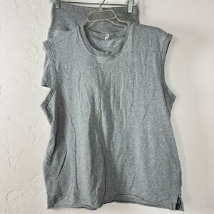 FP Movement Free People Hot Shot Micro Set Heather Marled Grey Muscle Tee Shorts